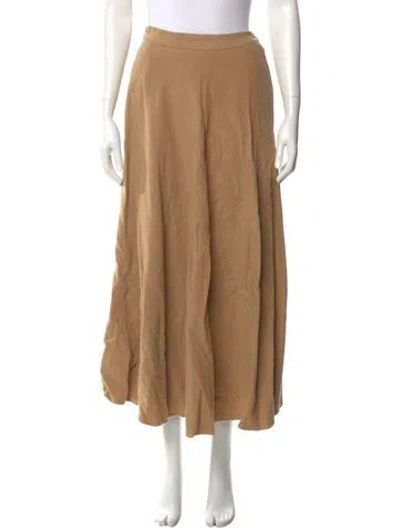 Pre-owned Ralph Lauren Camel Hair Midi Length Skirt In Brown