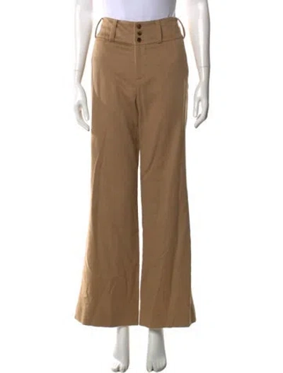 Pre-owned Ralph Lauren Camel Leather Wide Leg Pants In Brown