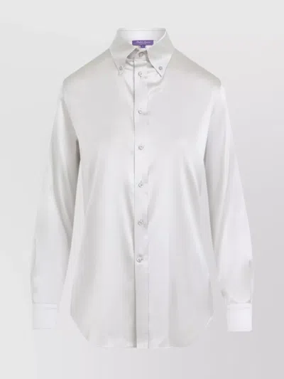 Ralph Lauren Cameron Long Sleeves Silk Button Front Shirt In White