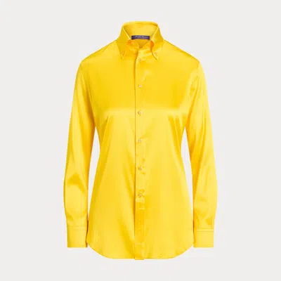 Ralph Lauren Cameron Straight Fit Silk Shirt In Yellow
