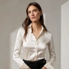 Ralph Lauren Cameron Stretch Mulberry Silk Shirt In Off White