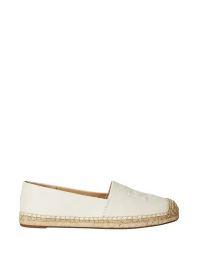 Ralph Lauren Cameryn Embroidered-logo Leather Espadrilles In Multi