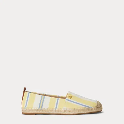 Ralph Lauren Cameryn Iii Striped Canvas Espadrille In Lemon Sorbet/lauren Tan In Blue