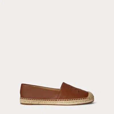 Ralph Lauren Cameryn Nappa Leather Espadrille In Brown