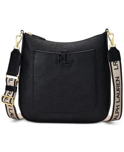 Ralph Lauren Cameryn Pebbled Leather Small Crossbody In Black