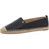 Ralph Lauren Cameryn Womens Padded Insole Leather Flat Shoes In Black