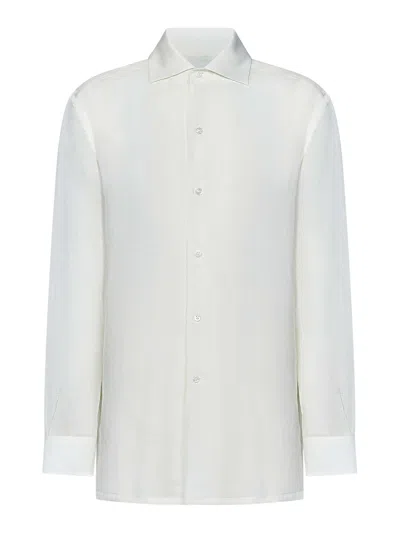 Ralph Lauren Viscose And Linen Voile Capri Shirt In White