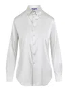 Ralph Lauren Cameron Long Sleeves Silk Button Front Shirt In White