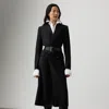Ralph Lauren Camryn Chalk-stripe Flannel Day Dress In Black