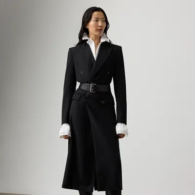Ralph Lauren Camryn Chalk-stripe Flannel Day Dress In Black