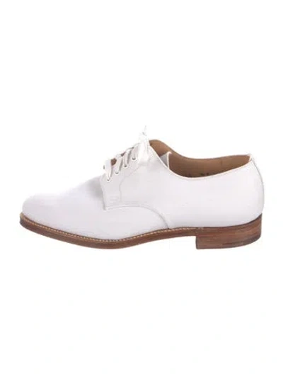 Pre-owned Ralph Lauren Canvas Colorblock Pattern Oxfords In White