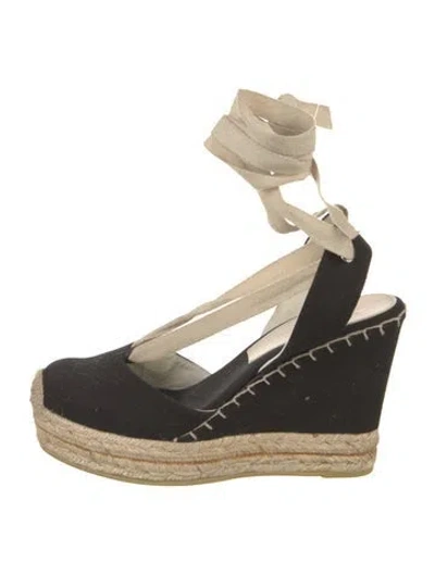 Pre-owned Ralph Lauren Canvas Colorblock Pattern Pumps In Black