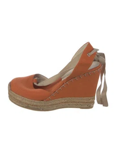 Pre-owned Ralph Lauren Canvas Espadrilles In Neutrals/orange