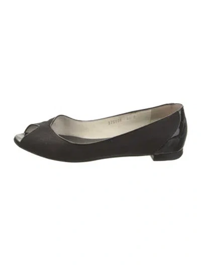 Pre-owned Ralph Lauren Canvas Flats In Black