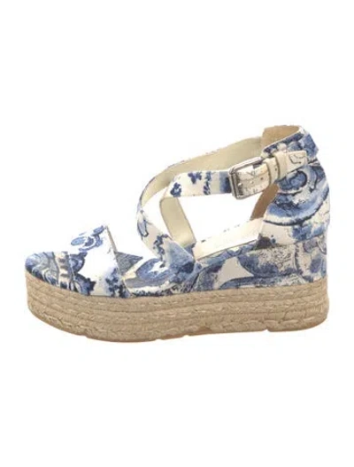 Pre-owned Ralph Lauren Canvas Floral Print Espadrilles In Blue