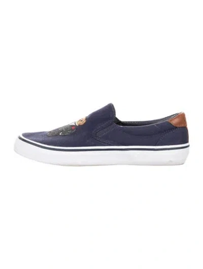 Pre-owned Ralph Lauren Canvas Graphic Print Flats In Blue