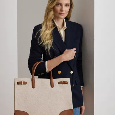 Ralph Lauren Canvas Large Devyn Tote Bag In Vanilla/lauren Tan
