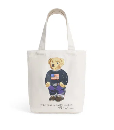 Ralph Lauren Kids' Canvas Polo Bear Tote Bag In Sand