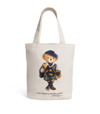 Ralph Lauren Kids' Canvas Polo Bear Tote Bag In White