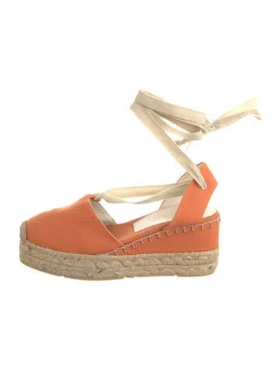 Pre-owned Ralph Lauren Canvas Slingback Pumps In Orange