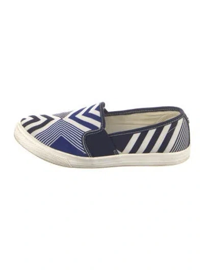 Pre-owned Ralph Lauren Canvas Striped Flats In Blue