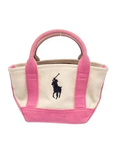 Pre-owned Ralph Lauren Canvas Top Handle Bag In Pink