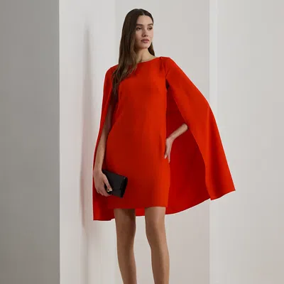 Ralph Lauren Cape Georgette Cocktail Dress In Red