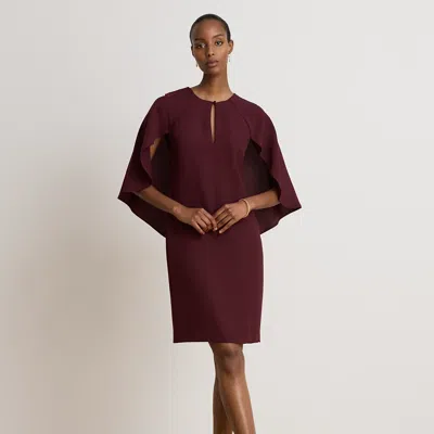Ralph Lauren Cape Georgette Cocktail Dress In Dark Garnet