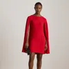 Ralph Lauren Cape Georgette Cocktail Dress In Red