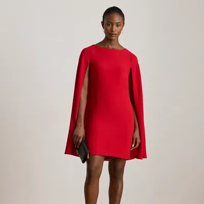 Ralph Lauren Cape Georgette Cocktail Dress In Red