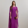 Ralph Lauren Cape Georgette Gown In Purple