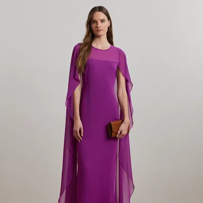 Ralph Lauren Cape Georgette Gown In Purple Dawn