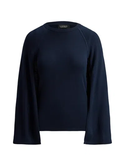 Ralph Lauren Cape-overlay Crew-neck Sweater In Blue