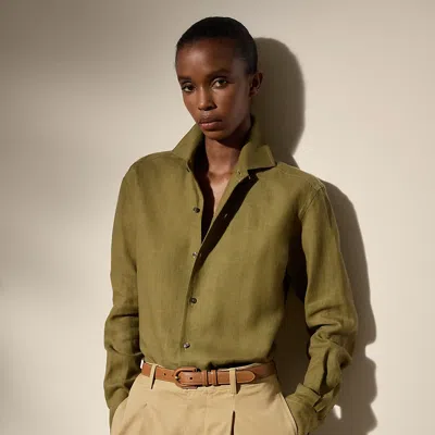 Polo Ralph Lauren Capri Relaxed Fit Linen Shirt In Moss