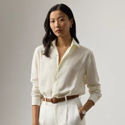 Ralph Lauren Capri Relaxed Fit Linen Voile Shirt In Lux Cream In Metallic