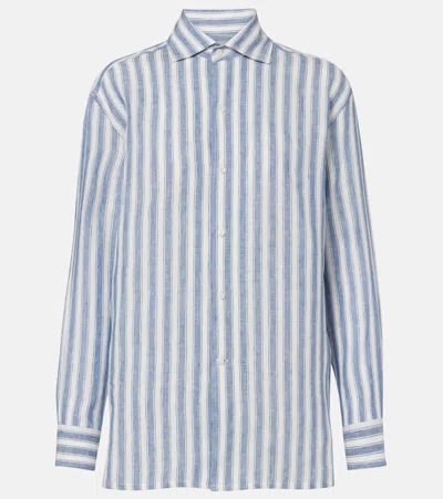 Ralph Lauren Capri Striped Linen Shirt In Blue
