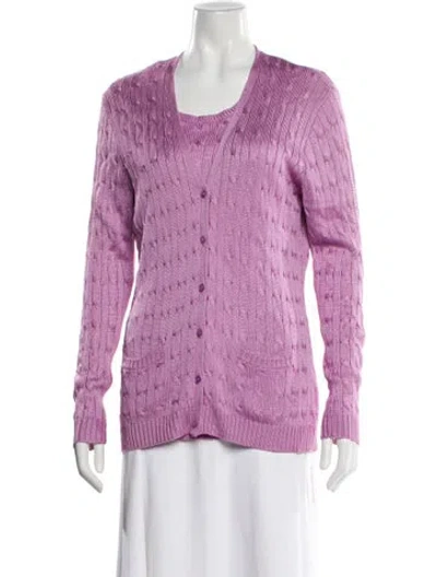 Pre-owned Ralph Lauren Cardigan Set Silk Set In Purple