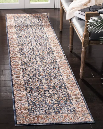 Ralph Lauren Carlingford Navy Power-loomed Rug, 2' X 10' In Navy/beige