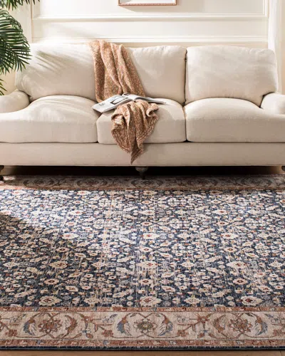 Ralph Lauren Carlingford Navy Power-loomed Rug, 5' X 8' In Navy/beige