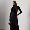 Ralph Lauren Carlita Striped Chiffon Maxiskirt In Black