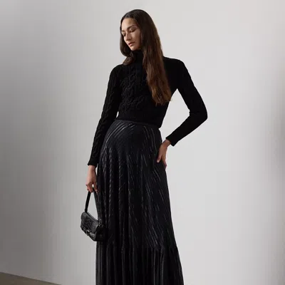 Ralph Lauren Carlita Striped Chiffon Maxiskirt In Black