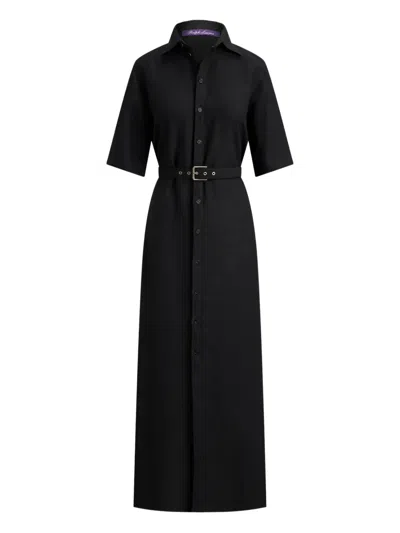 Ralph Lauren Carol Buckled Shirt Maxi Dress In Black