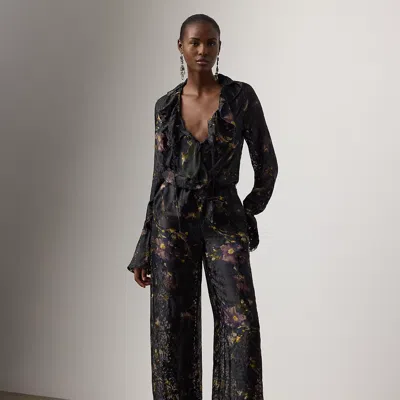 Ralph Lauren Carol Floral Devoré Satin Jumpsuit In Multi