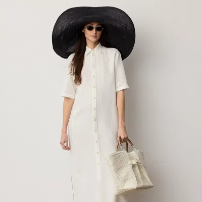 Ralph Lauren Carol Linen Day Dress In Cream In White