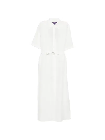 Ralph Lauren Carol Short-sleeve Belt Maxi Dress In White
