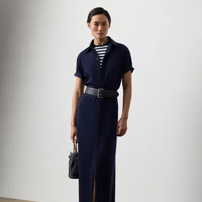 Ralph Lauren Carol Wool Gabardine Day Dress In Blue