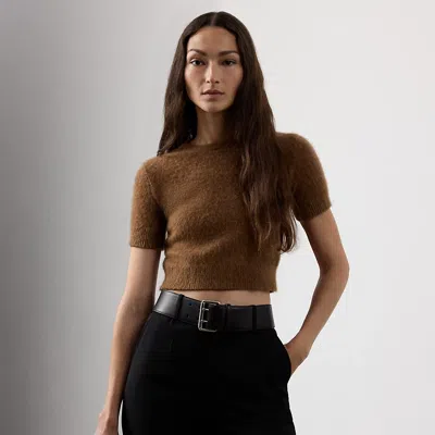 Ralph Lauren Cashmere-alpaca-blend Cropped Sweater In Brown