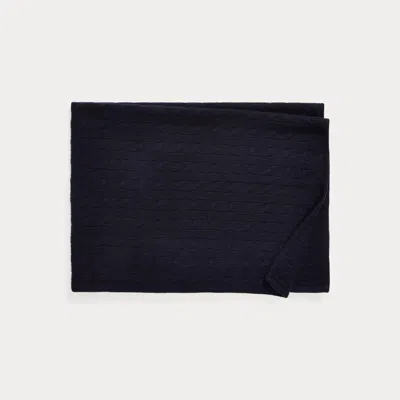Ralph Lauren Cashmere Baby Blanket In College Navy In White