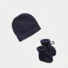 Polo Ralph Lauren Babies' Cashmere Beanie & Bootie Set In College Navy