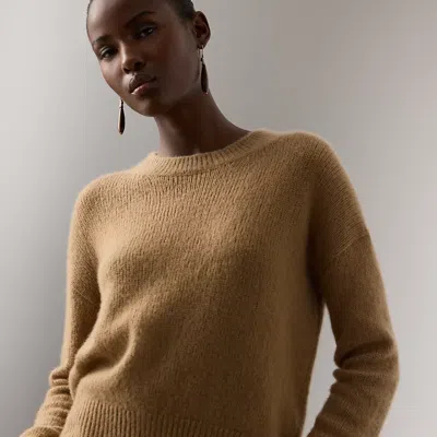Ralph Lauren Cashmere-blend Jersey Crewneck Sweater In Brown
